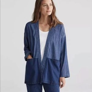 Eileen Fisher Denim Colorblock Kimono Jacket XL